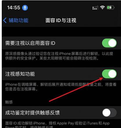 皋兰苹果14维修网点分享iPhone14注视感知功能有什么用 